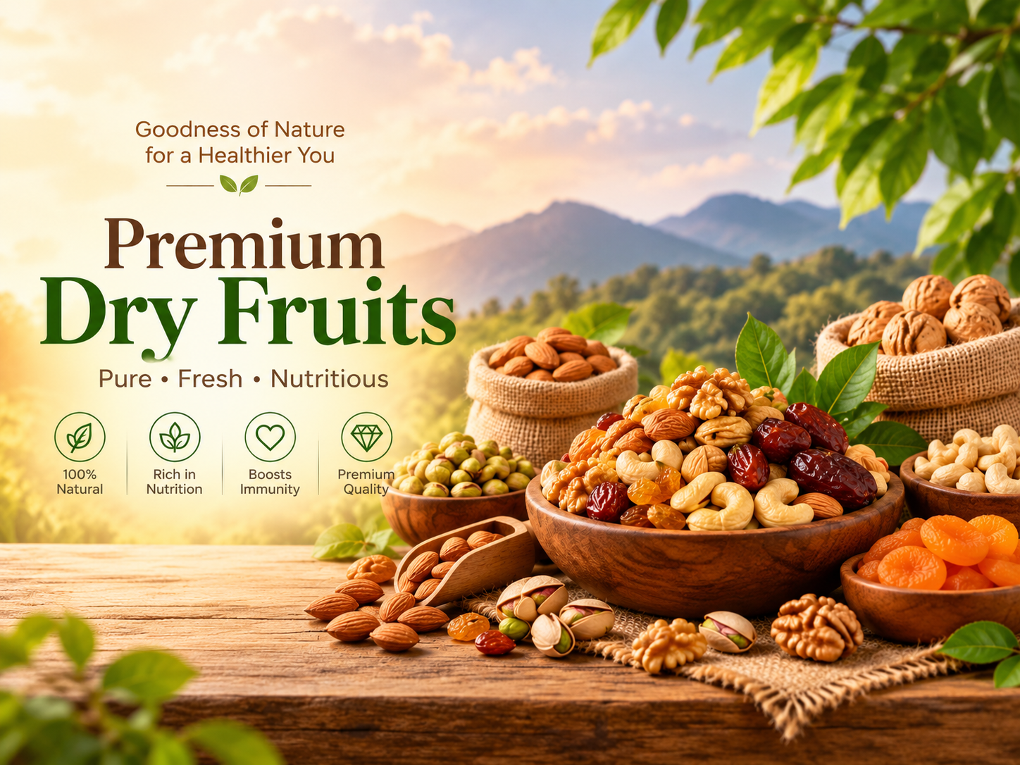 Premium Dry Fruits Nature Banner