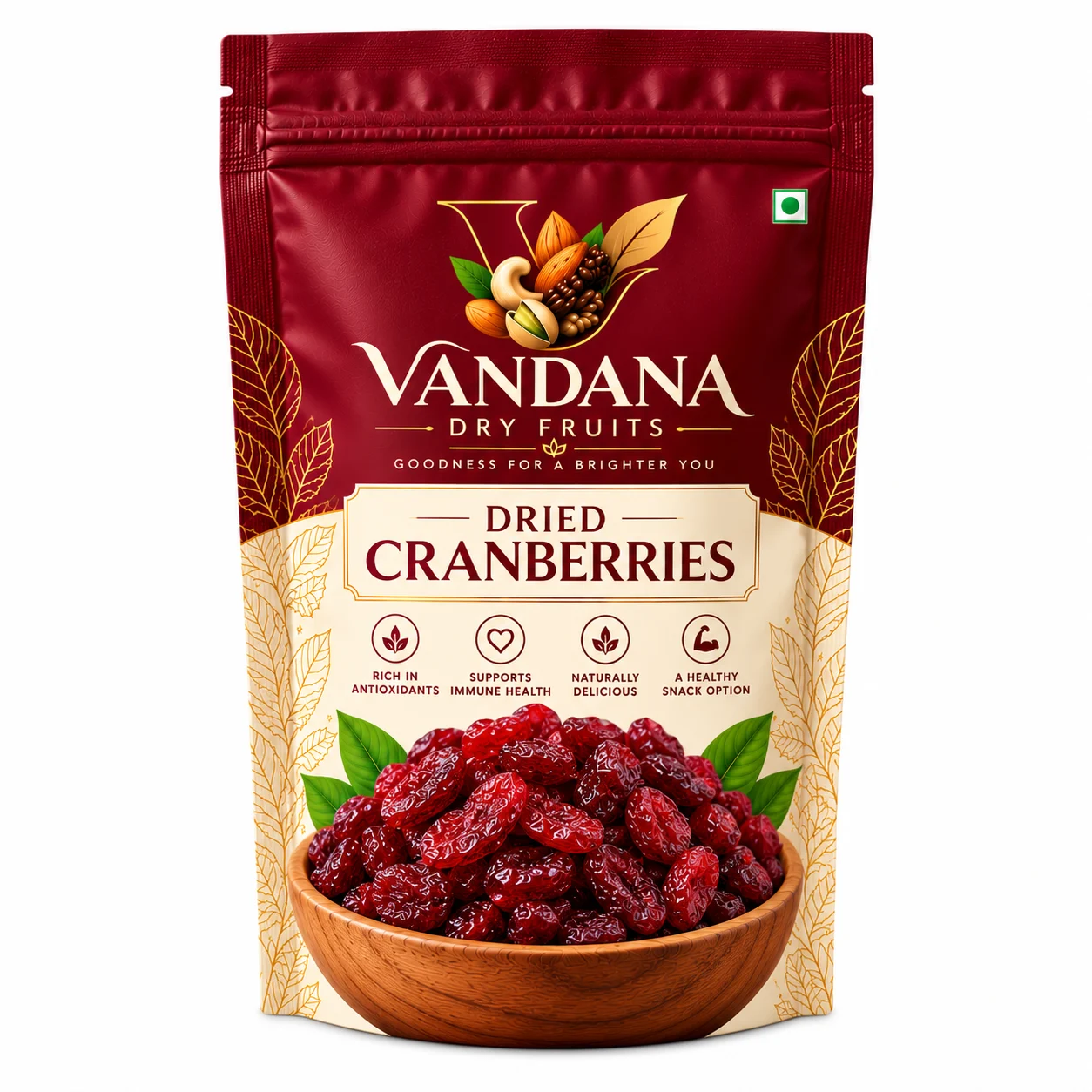 Premium Maroon Dried Cranberry Pouch