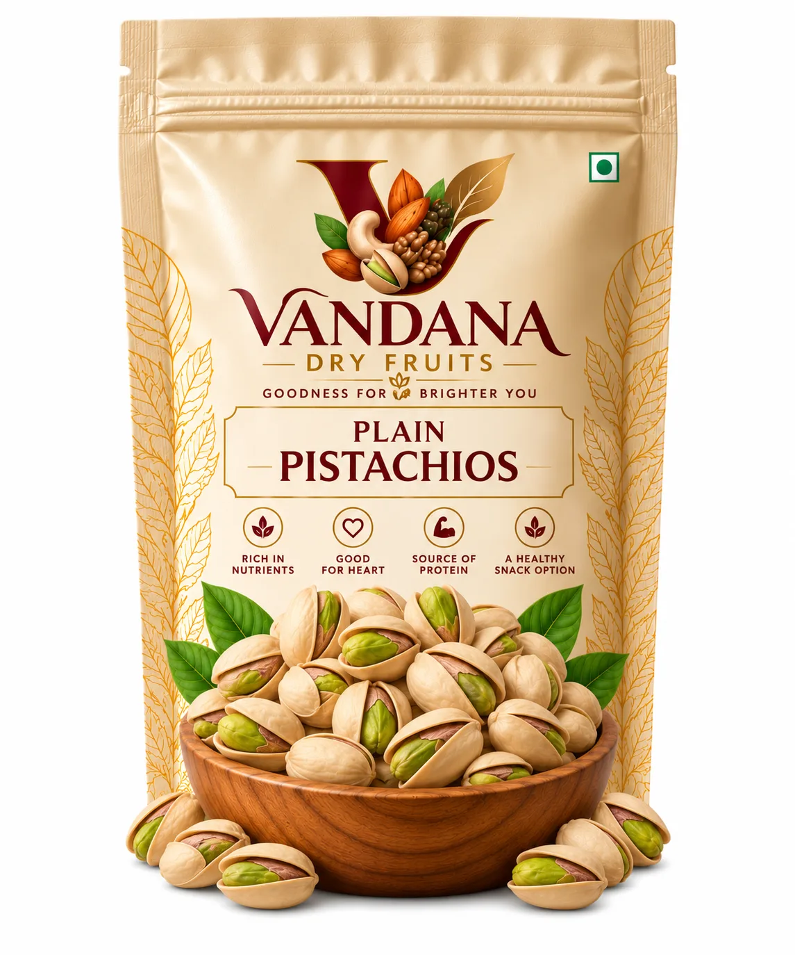 Vandana Plain Pistachios Premium Pouch